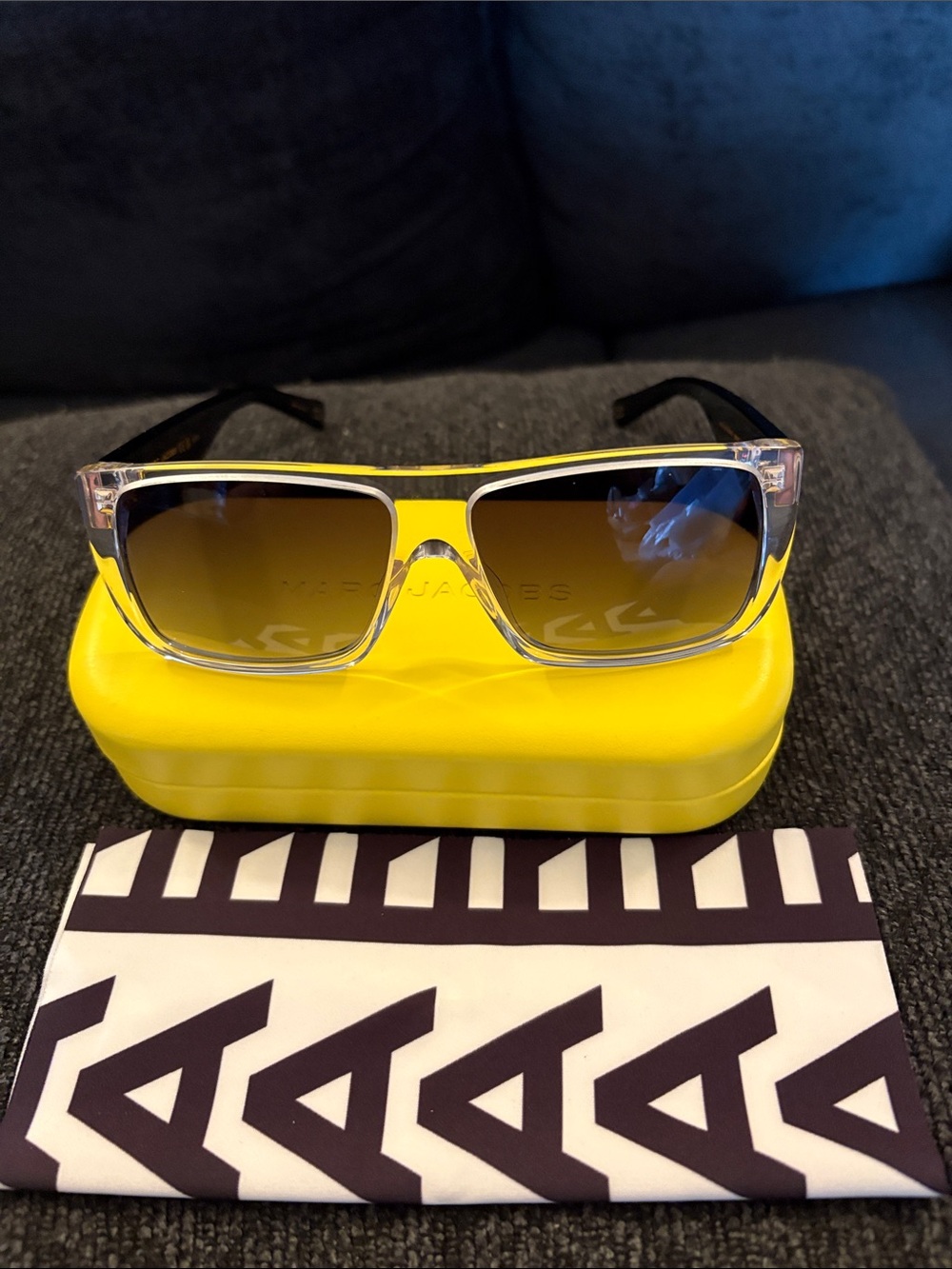 Marc Jacobs Clear Frame Sunglasses with Brown Gradient Lenses